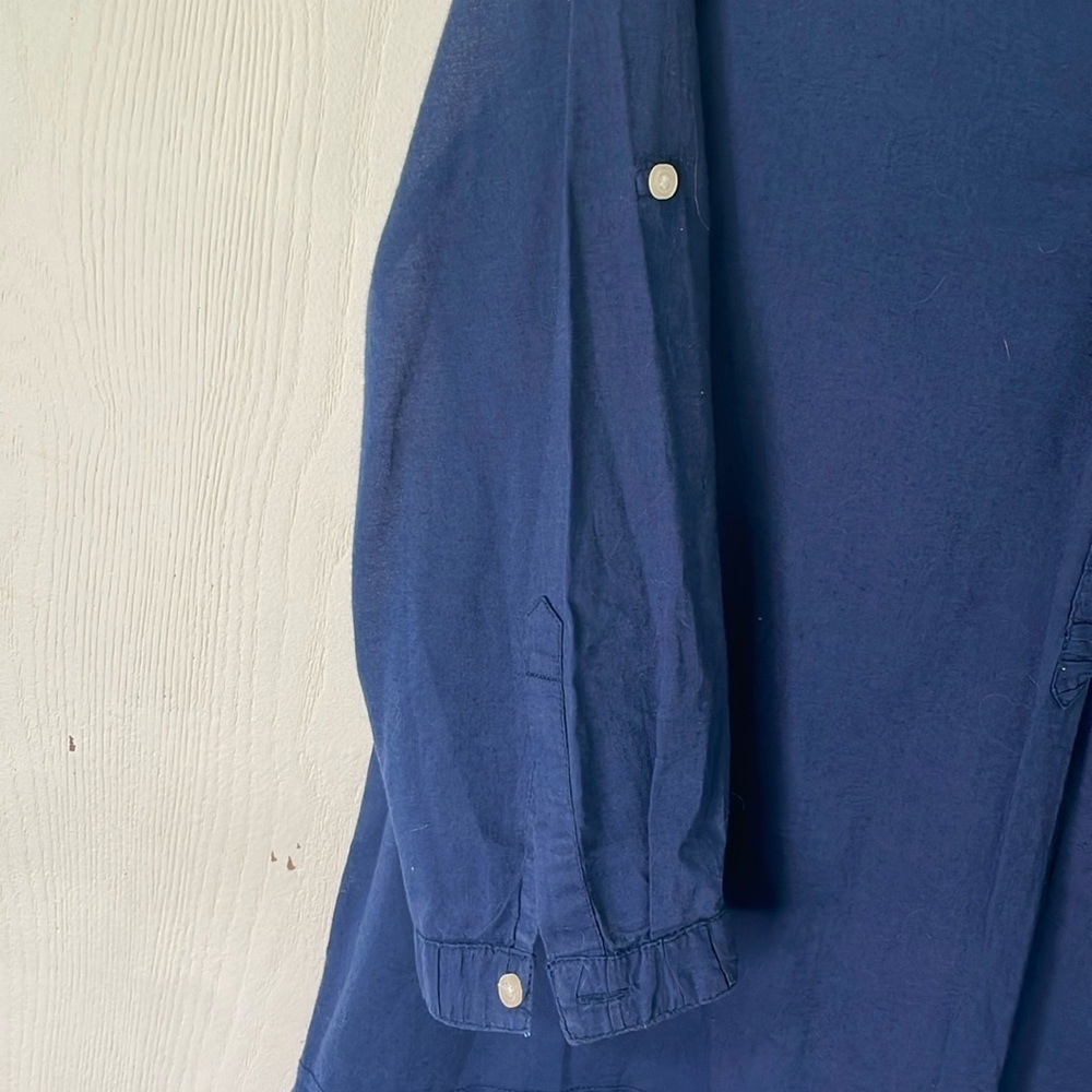 💰Aerie Tunic Linen Navy Blue Women's Oversized Top with Lace Hem Size Medium - Picture 5 of 7